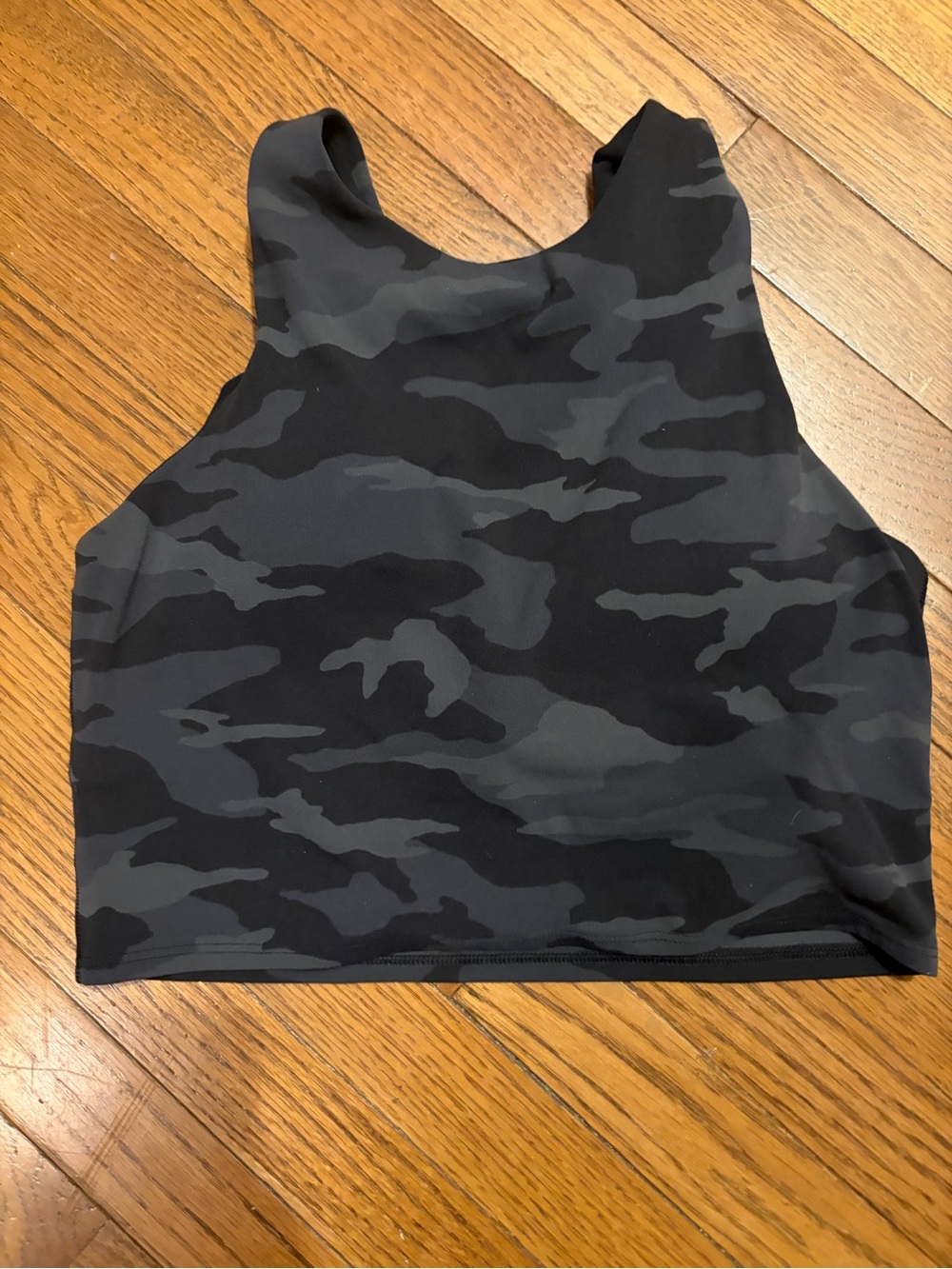 Athleta Black and Gray Camo Crop Tank